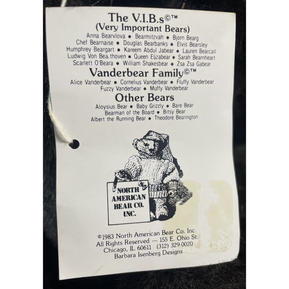 North American Bear Co VIB “Lauren Bearcall” Plush Vintage Celebrity Bear Rare - Picture 6 of 6